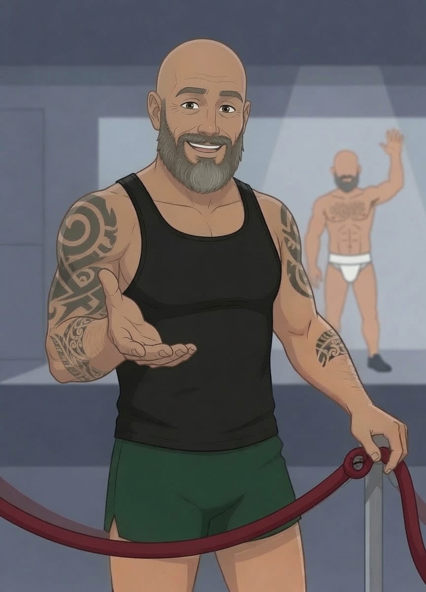 That Himbo opening the rope to the adults-only side