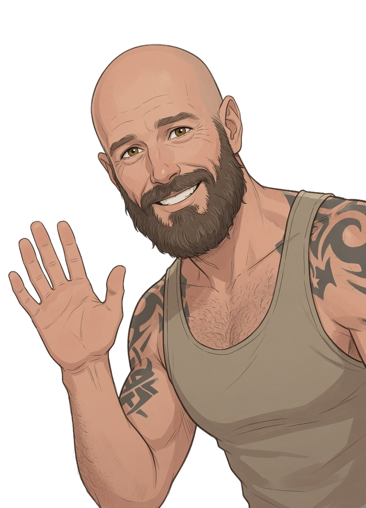 A small waving That Himbo illustration